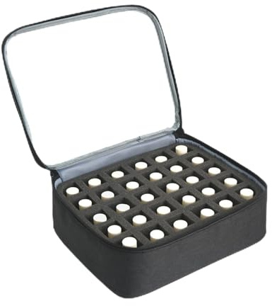 Nail Polish Organiser,30 Bottle Nail Varnish Storage(15ml/0.5 fl.oz),Clear Nail Polish Storage,Removable Compartment Multifunctional Bag for Cosmetic,Travel,Makeup(Black)