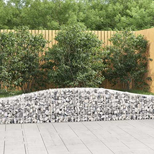 HaoChrymec Gabion with Fer Galvanisé, Arc Haut Design, Panier à Pierre, Jardinière à Gabion, Parterre Surélevé en Gabion, Jardin, Cour, Terrasse, 400 x 30 x 40/60 cm