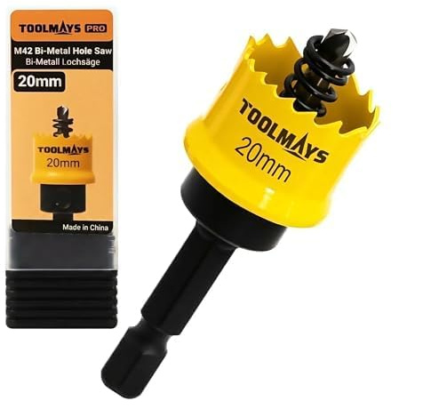 TOOLMAYS 20mm Hole Saw, M42 Bi-Metal | Hole Cutter With Drill Bit For Drilling Thin Stainless Steel, Aluminum Alloy, Iron Sheet, Wood, Plastic, PVC