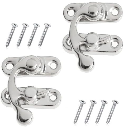KIMHOME 2Pz. gancio a destra - gancio di chiusura in lega di nichel bianco per scatola di legno decorativa, portagioie, cassapanca per vino, gancio per armadio in stile antico