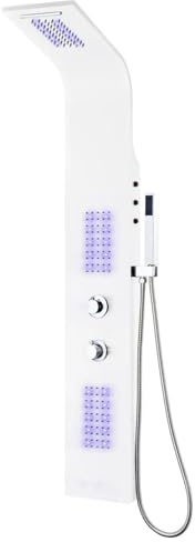 Gecheer Aluminium Multifunctional Shower Panel System with LED Mood Lighting - 4 Modes, Easy Installation Model142995