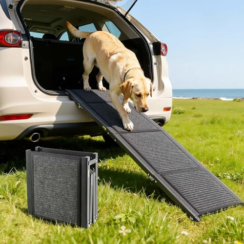 VEVOR Hunderampe, 180 x 43,2 cm, Faltbare Hundeautorampe für mittelgroße & große Hunde bis 113 kg, Hundetreppe mit Rutschfester Filzteppichoberfläche, tragbare Einstiegshilfe für SUV & LKW