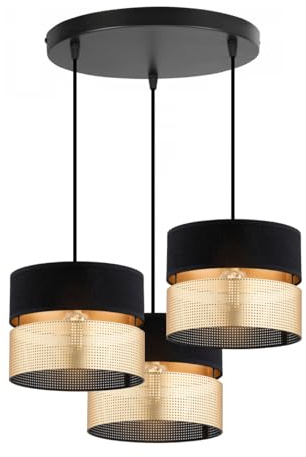 KAR LIGHTING Runde Pendelleuchte 3-flammig Schwarz Gold Metall E27 LED geeignet moderne Hängelampe Wohnzimmerlampe Esszimmerlampe höhenverstellbar zeitlos elegante Innenbeleuchtung