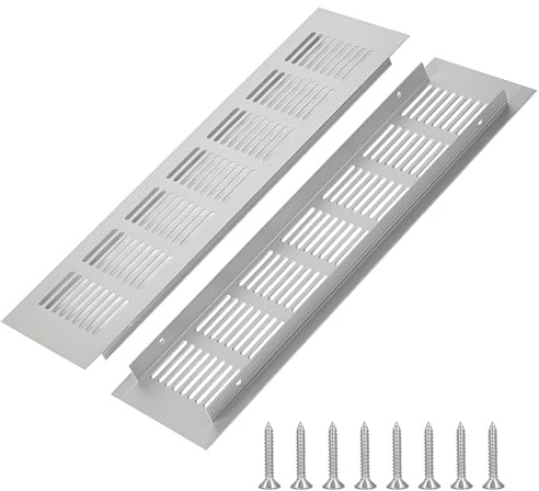 Alriedy Plinth Vent Grill for Fridge Freezer Plinth, Air Vent Grille, 2PCS 300mm x 80mm Aluminum Alloy Ventilation Cover – Airflow Grille with Screws for Kitchen Plinth, Cupboard, Wardrobe, Fridge