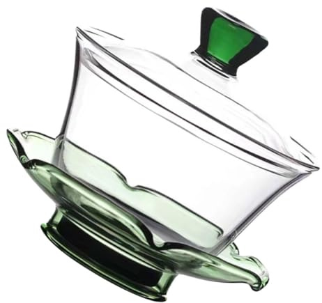 COHEALI Tazza da Tè in Vetro Trasparente Coperchio, Zuppiera Cinese 10cm, Set da Tè Elegante per Casa e Ufficio, Decorazione Delicata per Collezioni e Regali