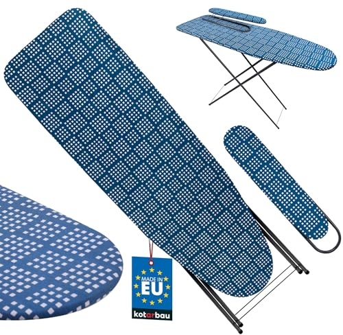 KOTARBAU® Planche à Repasser Pliable, Table à Repasser, Jannette Repassage | 118 x 36 cm, Planche a Repasser Pliable, Jeannette Repassage Manches, Repose-Fer, Réglable en Hauteur, Housse Bleue