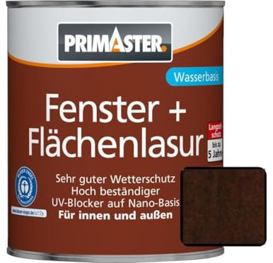 Primaster Fenster-und Flächenlasur 375ml Nussbaum Holzlasur Wetterschutz