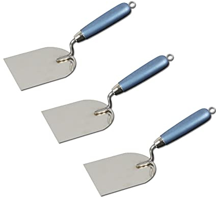 DEWEPRO Gipserspachtel Set 3 Stück 100mm – Edelstahl Spachtel mit Holzgriff – Profi Stuckateurspachtel für Gips-, Spachtel- & Malerarbeiten – Rostfrei, Robust & Ergonomisch