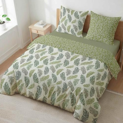 etérea Renforcé Bettwäsche 155x220 cm + 80x80 cm Philou Grün Bettbezug Set | 100% Baumwolle Renforcé · sanft-glatt & superweich · ganzjahres-geeignet · 60°C waschbar · MADE IN GREEN by OEKO-TEX