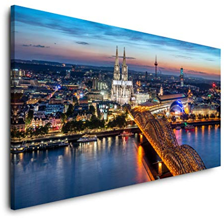 Köln Skyline 120x 60cm Panorama Leinwand Bild XXL Format Wandbilder Wohnzimmer Wohnung Deko Kunstdrucke