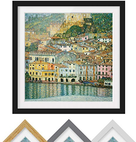 Bilderwelten Bild mit Rahmen - Gustav Klimt - Malcesine am Gardasee - Farbe Schwarz 70 x 70cm