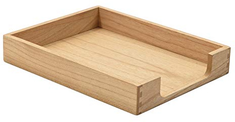 KIRIGEN Wood Letter Tray, Single-Tier Front-Load Desktop Paper Organizer, Wooden Document Tray for Letter and A4 Paper, File Folder, Mail, Home Office Desk, 13.77 x 10.62 x 2.16 Inch, TP-NA