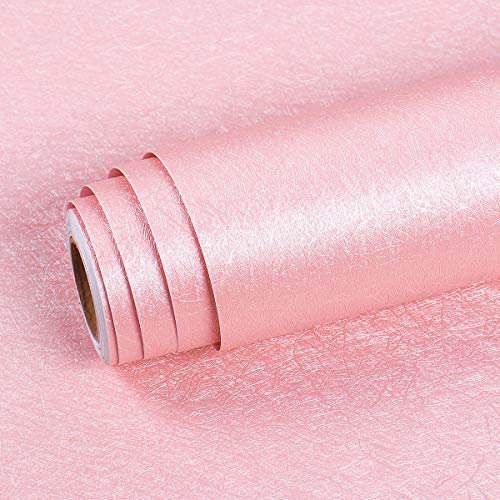 Livelynine Adesivo Muro Rosa Carta da Parati Bambini Cameretta Carta da Parati Camera Letto Bambina Rotolo Carte Parate Moderna Carte Adesiva per Mobili Bambini Decorazione Parete Ragazza 40CMX2M