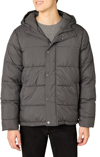 Amazon Essentials Piumino con Cappuccio Pesante Uomo, Grigio Scuro, S