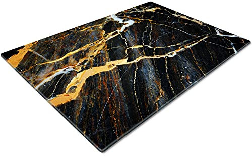 Glass Worktop Savers | Heat Resistant Worktop Protectors | Large Marble Effect Black Gold Chopping Boards