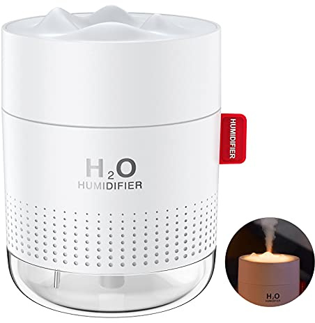 Criacr USB Luftbefeuchter 500ml, Mini Air Humidifier Ultra, Leise Luftbefeuchter mit 2 Nachtlicht Modi, 2 Nebelmodi, Automatische Abschaltung Tragbarer Luftbefeuchter für Haus, Büro, Schlafzimmer
