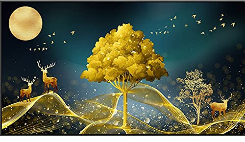 5D Diamant Painting Set Geldbaum,Komplettes DIY Diamant Gemälde Voller Bohrer,Groß Diamantmalerei Kreuzstich-Set für Erwachsene Kunst Basteln Leinwand für Home Wand-Decor60x120cm