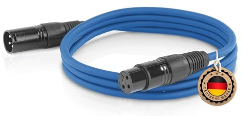 ETEC Professional XLR Audio Kabel 10m Mikrofonkabel DMX OFC-Kupfer symmetrisch blau Stecker Buchse Lichttechnik Datenübertragung Musik Sound