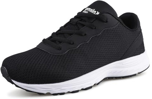 Knixmax Outdoor Herren Damen Extra Weit Laufschuhe Walking Schuhe Breite Turnschuhe Leichte und Atmungsaktive Trainer Bequeme Fitnessschuhe Schwarz EU46