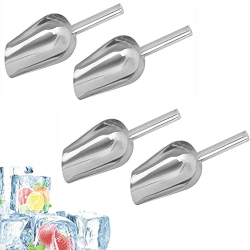 Qinuseaks 4Pcs Ice Scoops Cereal Ice Scoops Round Stainless Steel Ice Scoops Multifunctional Ice Scoops for Miscellaneous Food Store Bar Home