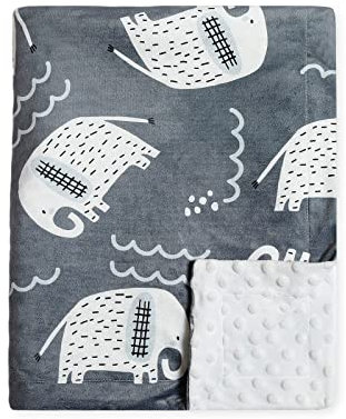 SONARIN Flanella Coperta per Neonati,95x160cm Copertina per Bambini Bambine Morbida Multifunzionale Bifacciale Trapunta per Bambino Calda e Confortevole per Carrozzina Culla(Elefante Grigio)