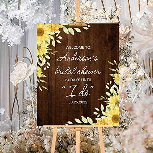 Rustikales Holzschild für Hochzeiten, Sonnenblume, braunes Holz, Hochzeit, Willkommensschild, personalisierbar, Hochzeitsgruß, Zeremonie, Schild für Verlobung, Hochzeitstag, Party, Dekoration,