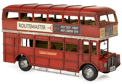 Moritz Blech-Deko Doppeldecker Bus England rot Blechdekoration Blechmodell Modellauto Retro Sammlerstück Vintage Deko Nostalgie Antik Style