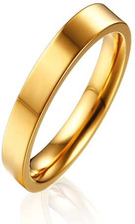 AURSTORE Schmuck Ring Mann Frau Ring Edelstahl Verlobung Hochzeit 4mm Größe nach Wahl 51-72 (gold, 67(21.3))