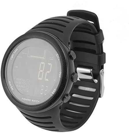 Focket Orologi da Pesca All'aperto, Impermeabile Multifunzionale Barometro della Pesca Guarda Bussola Altimetro Temperatura del Termometro Sport all'Aria Aperta Orologio Digitale da Uomo (Nero)