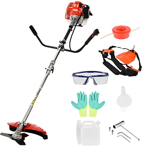 ZEAVAN Gas Weed Eater 52cc 2-Stroke 2 in 1 Multi-Functional Petrol Hedge Trimmer， Weed Wacker Chainsaw Brush Cutter Complete Accessories，Gas Powered Weed Eater for Grass and Bush