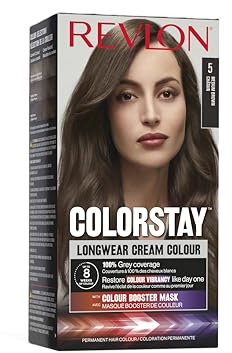 Revlon Colorstay Tinte Pelo Mujer, Coloración Permanente de larga duración, Incluye mascarilla potenciadora del color, Hasta 8 semanas de color, Tono 5 Castaño Claro