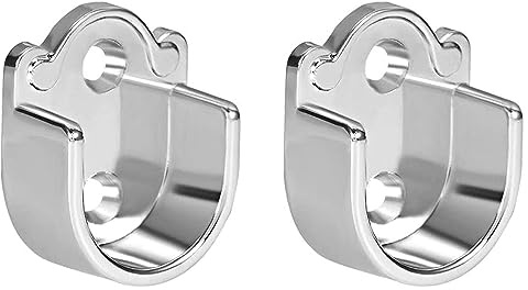 TOP-VIGOR 2Pcs Kleiderschrank Pole Halterung, 25mm Dia U Shaped Shower Curtain Rail, Zinc Alloy Flansch Rod Holder Shower Curtain Rod Pole End Supports
