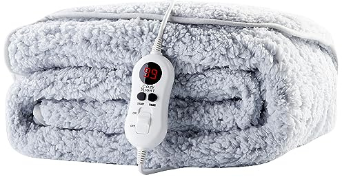 Cozy Night Electric Heated Throw Blanket - 9 Heat Settings & 9 Timer Settings - Machine Washable - Luxurious Sherpa Fleece - 160 x 120 cm (Plein Air)