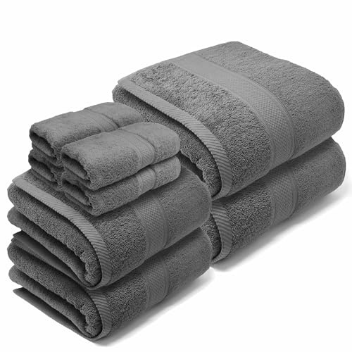 LEBENGOOD 8-teiliges Handtuch Set aus 100% Baumwolle – 2 Badetücher, 2 Handtücher, 4 Waschhandschuhe – Oeko-TEX® Zertifiziert – Extra weich, saugfähig & robust – Für Bad, Dusche & Gäste