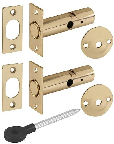 2 Pack Mortice Door Bolts with Star Key, Door Security Rack Bolt Providing Enhanced Protection for Doors and Windows at Home and in The Workplace (60mm, Brass)