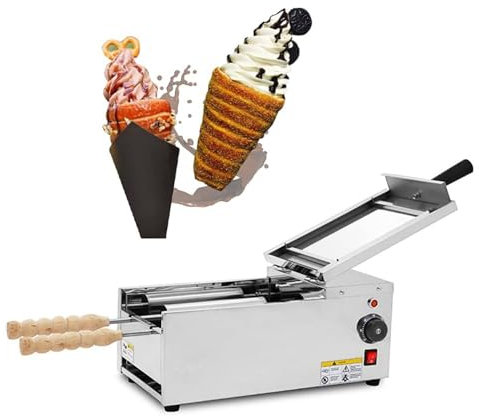 YEHOZZ Elektrische Eistütenmaschine, Edelstahlmaschine/Kamin-Kuchenofen Mit 2 Edelstahlstangen, Perfekt Für Restaurant, Zuhause, Küche, Snackbar