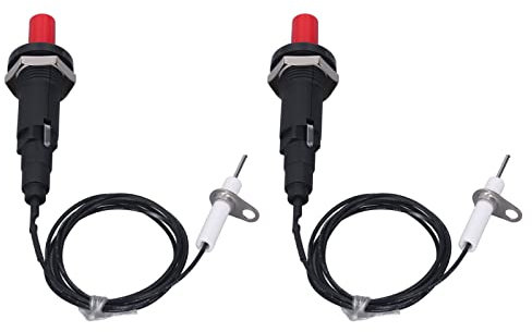 ANKROYU 2 Pezzi Accenditore Piezoelettrico, Set di Accensione Piezoelettrica a Scintilla, Pulsante con Filo di Ago di Accensione 1 Metro Accensione Piezoelettrica per Camino Forno Riscaldatore Cucina