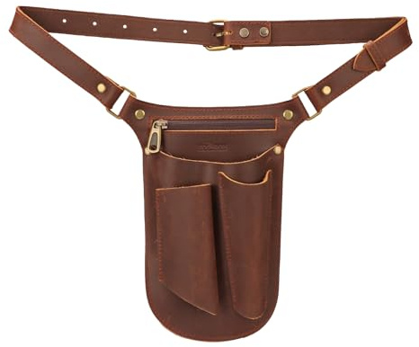 Tourbon Leather Gardening Belt Florist Tool Bag Gardener Holster Waist Pouch Electrician Carpenter Organizer Kit with 4 Pockets Up to 44