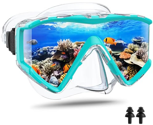 Arlierss Taucherbrille Erwachsene, Schnorchelmaske für Herren Damen, Tauchermaske mit Nasenabdeckung 180°Panorama HD Gehärtetes Glas Anti Nebel Anti-Leck Schwimmmaske für Schnorcheln Schwimmen