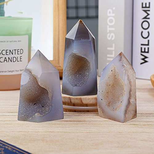 EKFBQBGW 1PC Natural Agate Cave Crystal Point Ornaments Raw Stone Ore Crystal Tower Home Decoration Crafts decoración de la habitación (Size : 100-150G)