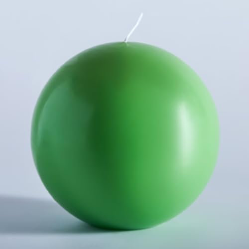MOZEAL Handgegossene, 15,2 cm große, große, runde Kugelkerzen – elegante grüne runde Stumpenkerzen, tropffrei, geruchlos, rauchfrei, ideal für Frühlingsfeiern.