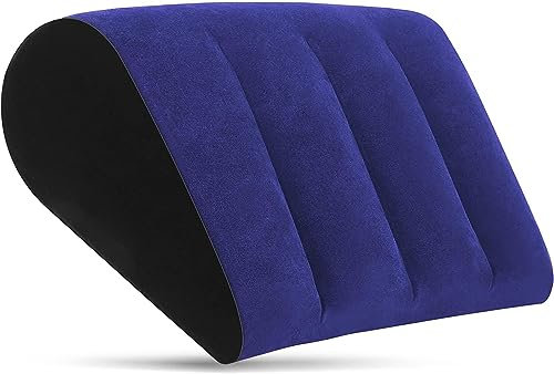 Almohada Inflable Azul Simple Cojín para Asiento y Respaldo para la Postura de Yoga Alivia el Dolor y la Presión de la Espalda Cojín Almohada Lumbar (Azul)