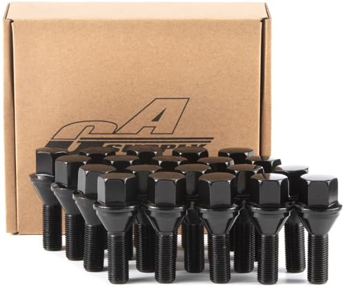 GAsupply 12X1.25 OEM Lug Bolts, Fit for 2015-2022 Jeep Renegade, 2018-2022 Compass, 2014-2022 Cherokee, 20pcs 28mm Shank One-Piece Factory Style Black Wheel Lug Bolt, 19mm Hex Stock Stud, Cone Seat