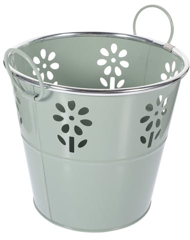 ORFOFE Vintage Blumeneimer Mit Griff Dekorativer Pflanzcontainer Aus Eisen Hohles Design Für Wohnzimmer Schlafzimmer Und Büro