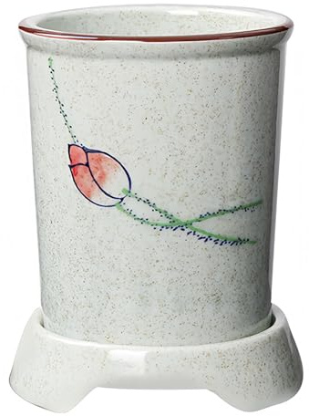 Dowbom Scolaposate giapponese in ceramica per bacchette, scolapiatti, portaposate con manico, porta bacchette per cucina (E)
