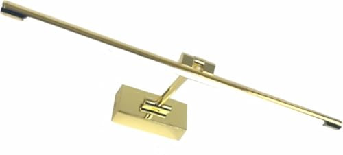 Applique a LED per illuminare quadri, specchi, murali, tradizionale ed elegante da 8W, tonalità luce calda 3000K, oro brillante, snodabile e orientabile. 48 cm