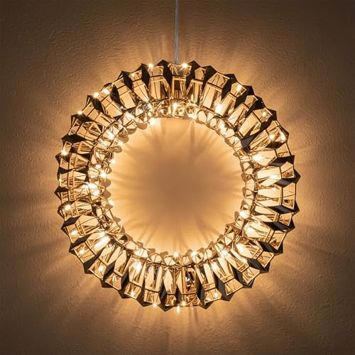Goldener Ring mit 3D Effekt und Timer - 30 cm - aus Metall mit LED Lichterkette umwickelt Batterie betrieben - Advent Weihnachts Tischdekoration