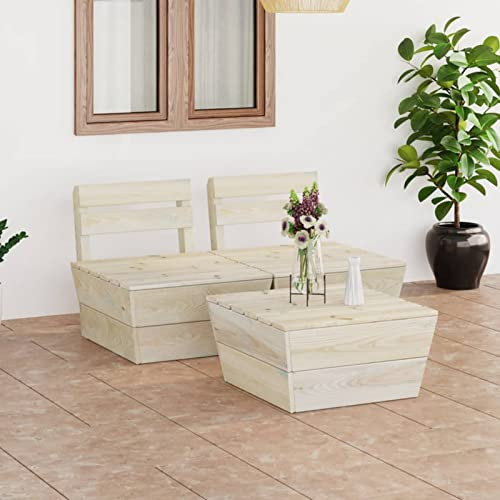 Xichuzi 3-TLG. Garten-Paletten-Lounge-Set, Möbelsets, Gartenmöbel, Garten Lounge, Lounge Set, Loungemöbel Terrasse, Terrassenmöbel, Imprägniertes Fichtenholz