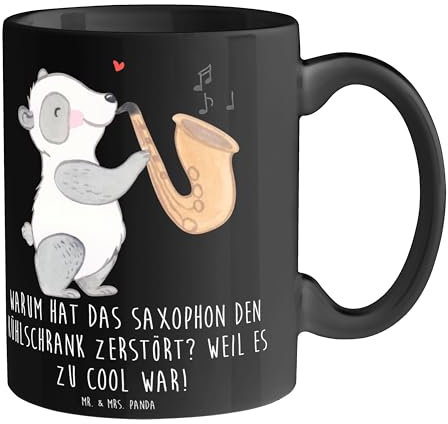 Mr. & Mrs. Panda Tasse Saxophon Kühlschrank - Geschenk, witziges Zitat, Musiker, Kaffeebecher, Jazz, Illustrationen, Becher, Musikfans, Blues,