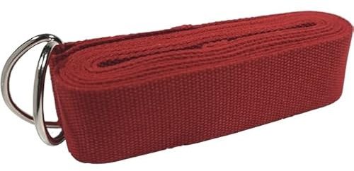 2er Set - Yogagurt aus Baumwolle – Verstellbare Fitness- & Stretch-Gurte mit Metall D-Ring – Perfekt für Yoga-Anfänger & Fortgeschrittene (Burgundy)
